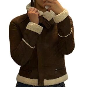 Cozy Brown Teddy Jacket with Cream Accents